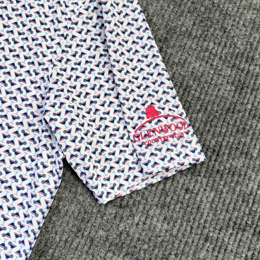 Turtleson Polo Shirt Mens‎ Medium White Cocktail Graphic Golf Glenwood CC - Picture 3 of 11